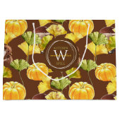 Colorful Cozy Autumn Waterverf Pattern Monogram Groot Cadeauzakje (Voorkant)