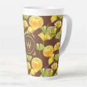 Colorful Cozy Autumn Waterverf Pattern Monogram Latte Mok (Rechterhoek)