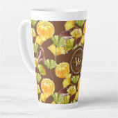 Colorful Cozy Autumn Waterverf Pattern Monogram Latte Mok (Linkerhoek)