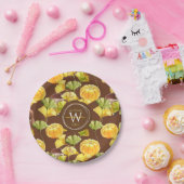 Colorful Cozy Autumn Waterverf Pattern Monogram Papieren Bordje (Feest)