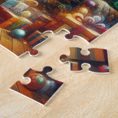Colorful, Cozy Old-Fashioned Retro Christmas Tree Legpuzzel (Zijkant)