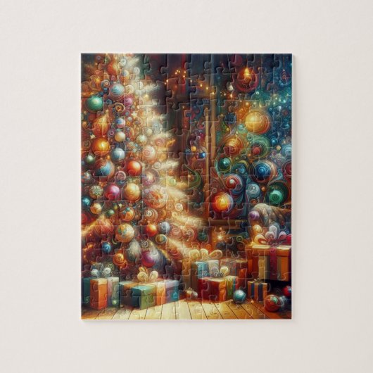 Colorful, Cozy Old-Fashioned Retro Christmas Tree Legpuzzel (Verticaal)