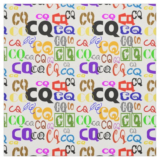 Colorful CQ Letters Ham Radio Fabric Stof (Swatch)