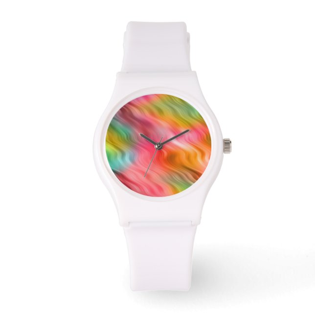 Colorful Crane Flower Wavy Texture Horloge (Voorkant)
