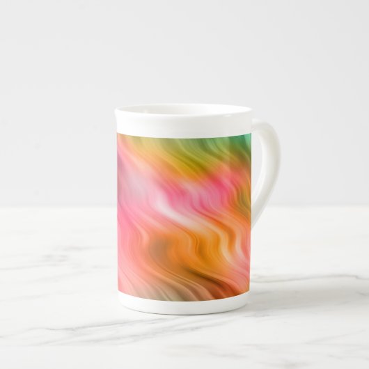 Colorful Crane Flower Wavy Texture Porselein Kop (Voorkant rechts)
