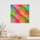 Colorful Crane Flower Wavy Texture Poster (Keuken)