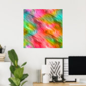 Colorful Crane Flower Wavy Texture Poster (Thuiskantoor)