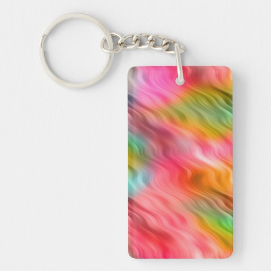Colorful Crane Flower Wavy Texture Sleutelhanger (Voorkant)