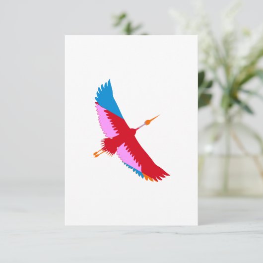 Colorful Crane Flying Kaart (Staand voorkant)