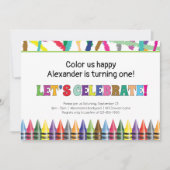 Colorful Crayon Any Age Child Birthday Uitnodiging (Voorkant)