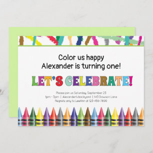 Colorful Crayon Any Age Child Birthday Uitnodiging