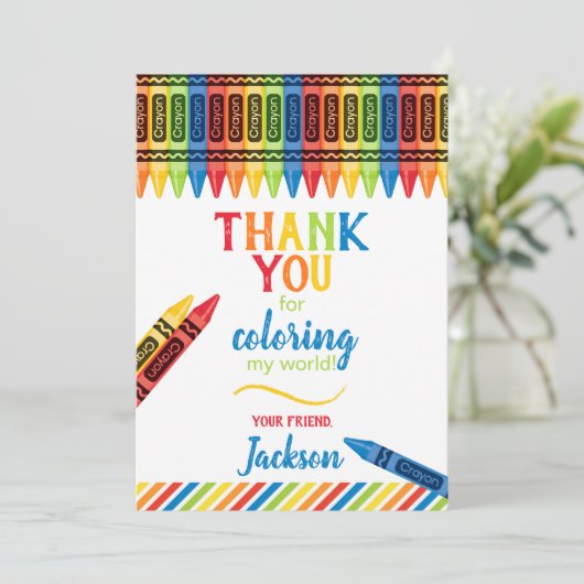 Colorful Crayon Birthday Dank je wel Bedankkaart (Staand voorkant)