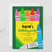 Colorful Crayon Box Kids Birthday Party Invitation Kaart (Voorkant)