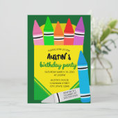 Colorful Crayon Box Kids Birthday Party Invitation Kaart (Staand voorkant)