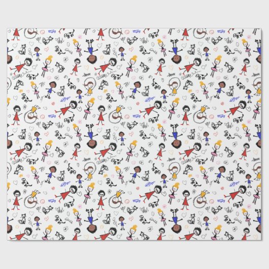 Colorful Crayon Drawing Cadeaupapier (Vlak)