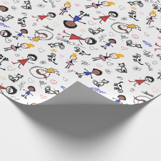 Colorful Crayon Drawing Cadeaupapier (Hoek)