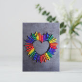 Colorful Crayon Heart Briefkaart (Staand voorkant)