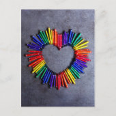 Colorful Crayon Heart Briefkaart (Voorkant)