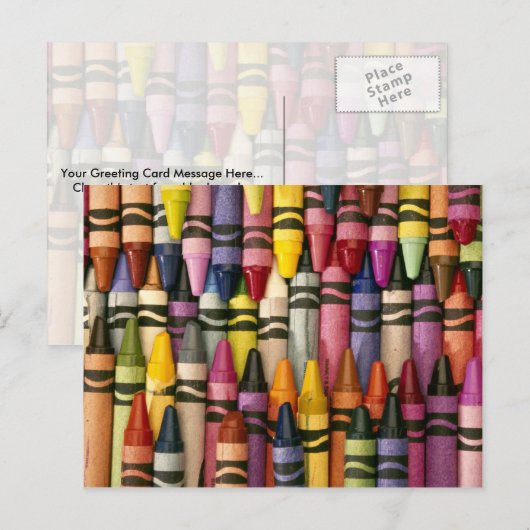 Colorful Crayons Briefkaart (Voorkant / Achterkant)