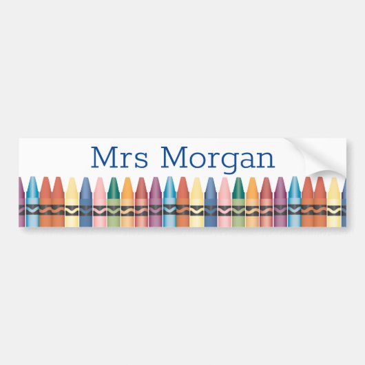 Colorful crayons coole monogram leraar bumpersticker (Voorkant)