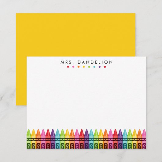 Colorful Crayons Elementaire leerstoel Bedankkaart (Voorkant / Achterkant)