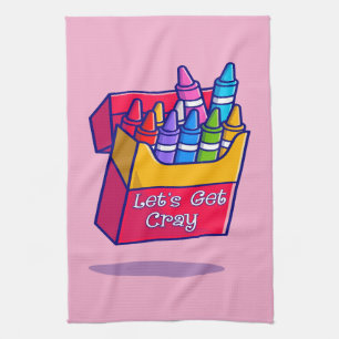Colorful Crayons Laten we Cray halen Theedoek