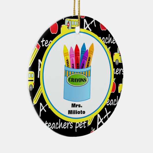 Colorful Crayons leraar kerstversiering Keramisch Ornament (Rechts)