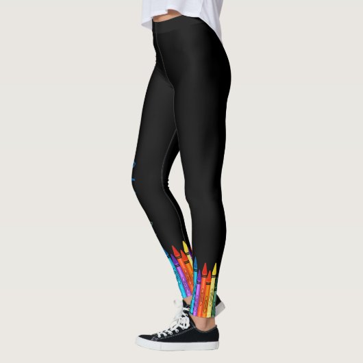 Colorful Crayons op zwart Leggings (Links)