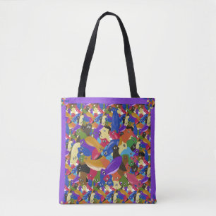 Colorful Crazy Cross Eyed Planarian Tote Bag