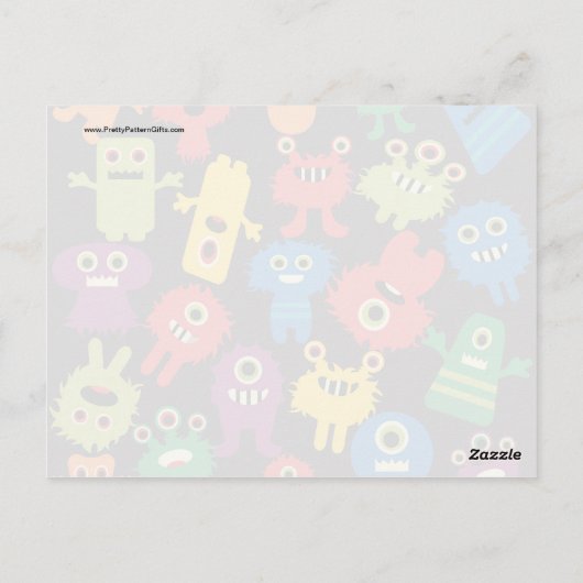 Colorful Crazy Fun Monsters Creattern Briefkaart (Achterkant)