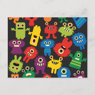 Colorful Crazy Fun Monsters Creattern Briefkaart