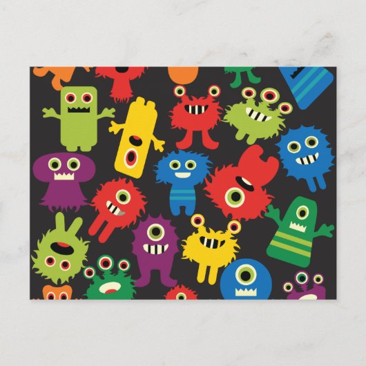 Colorful Crazy Fun Monsters Creattern Briefkaart (Voorkant)