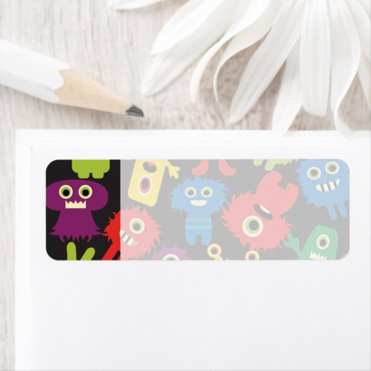 Colorful Crazy Fun Monsters Creattern Etiket (Insitu)