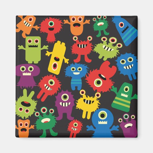 Colorful Crazy Fun Monsters Creattern Magneet (Voorkant)