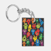 Colorful Crazy Fun Monsters Creattern Sleutelhanger (Voorkant Links)