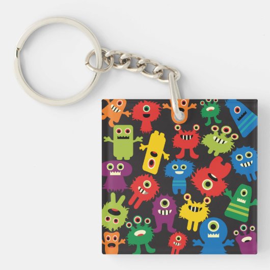 Colorful Crazy Fun Monsters Creattern Sleutelhanger (Voorkant)