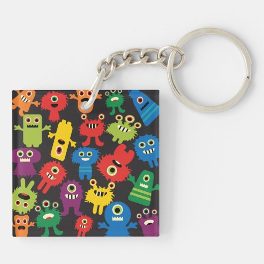 Colorful Crazy Fun Monsters Creattern Sleutelhanger (Achterkant)