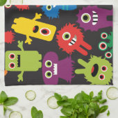 Colorful Crazy Fun Monsters Creattern Theedoek (Gevouwen)