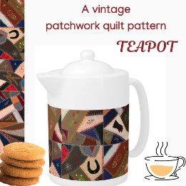 Colorful Crazy Patchwork Quilt Teapot Theepot