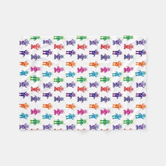 Colorful Crazy Robots Cozy Kinder Fleece Deken (Voorkant (Horizontaal))