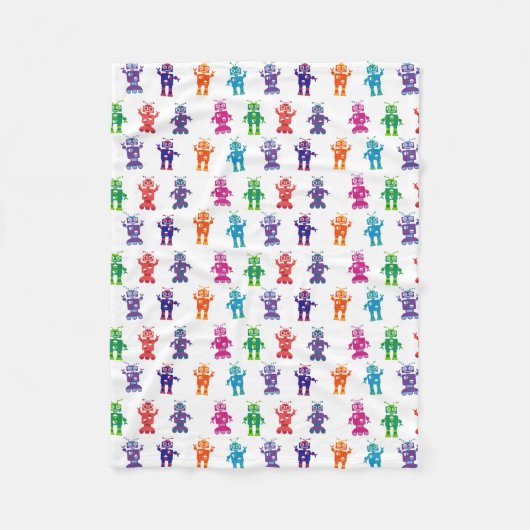 Colorful Crazy Robots Cozy Kinder Fleece Deken (Voorkant)