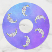 Colorful Crescent Moons  gezicht Abstracte vorm Wijnglaslabel (Voorkant)