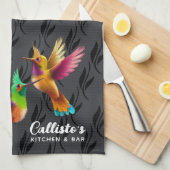 Colorful Crested Hummingbird in Flight Theedoek (Quarter Fold)