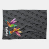 Colorful Crested Hummingbird in Flight Theedoek (Horizontaal)