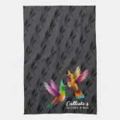 Colorful Crested Hummingbird in Flight Theedoek (Verticaal)