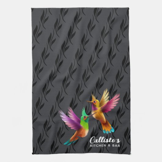 Colorful Crested Hummingbird in Flight Theedoek (Verticaal)