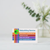 Colorful Crisscross Columns Babysitter Visitekaartje (Staand voorkant)