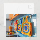 Colorful Crochet Pot Holders Made From Granny Squa Briefkaart (Voorkant / Achterkant)