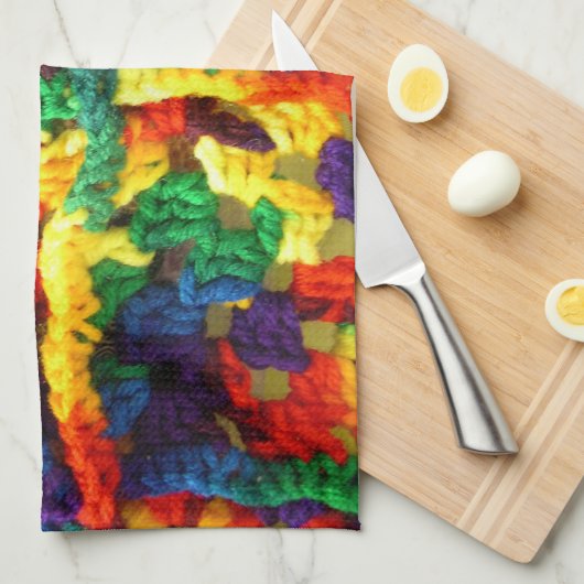 Colorful Crochet Theedoek (Quarter Fold)