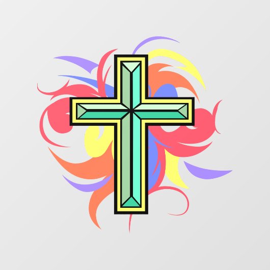 Colorful Cross Window Cling Raamsticker (Vel)